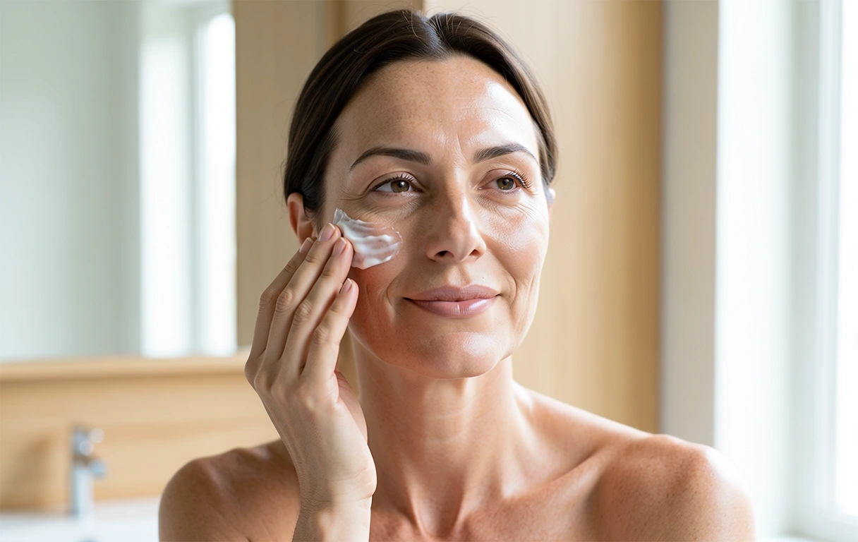 Application of moisturizing cream